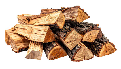 Stacked firewood logs, split and dry