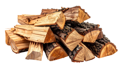 Stacked firewood logs, split and dry