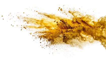 Golden dust cloud on black