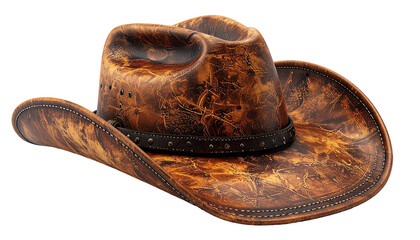 Ornate leather cowboy hat with belt
