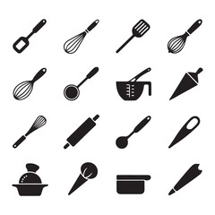 Kitchen utensils icon collection in circle layout