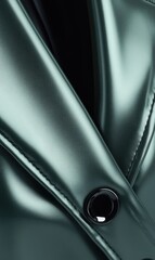 Naklejka premium Close-up of a teal-green, glossy jacket