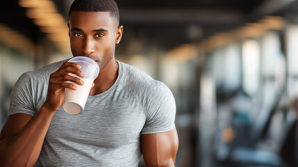 Post Workout Nutrition - Man with Protein Shake in the Gym