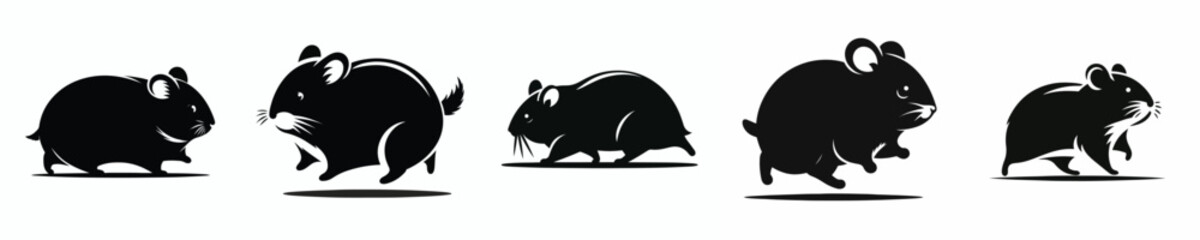 vector black and white silhouette of a hamster
