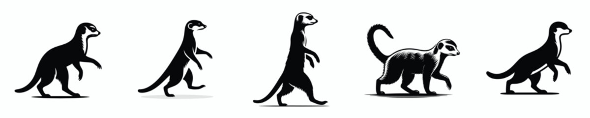 Obraz premium vector black and white silhouette of a meerkat