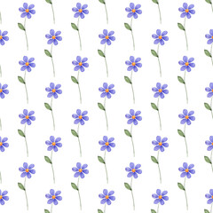 Seamless pattern, floral minimalist background with watercolor flowers. Repeat fabric wallpaper print texture. Perfectly for wrapped paper, backdrop.