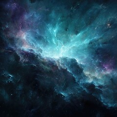 Fototapeta premium Space Nebula With Turquoise And Dark Colors
