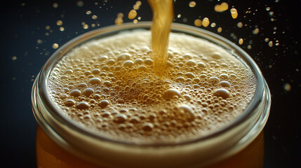 Slow Motion of Pouring Beer into Pint Glass, Top Down View. Filmed on High Speed Cinema Camera
