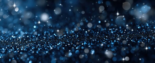 A detailed closeup of a blue curtain with lovely gold lights emanating from it