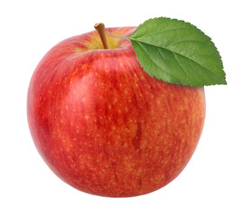 Red apple with leaves (Envy Apple) isolated, transparent PNG, PNG format
