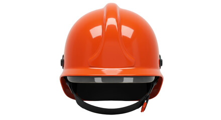 Orange firefighter helmet isolated on transparent background, safety equipment for fire protection and rescue operations