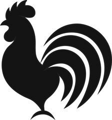 Stylish rooster silhouette logo vector art, flat farm animal symbol ideal for agriculture branding and poultry business identity.