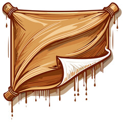 Old Scroll Graphic Banner with Brown Dripping Paint Elements for Decoration, and Design