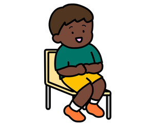 椅子に座る黒人の男の子