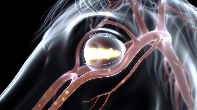 3D Animation of the Human Eye Anatomy, Optic Nerve, and Retinal Blood Vessels. Detailed Medical Visualization of Vision System.