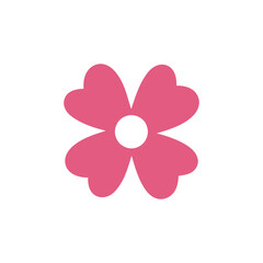Simple Flat Rose Flower Bloom Floral Decoration Icon Illustration