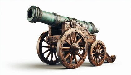 Antique cannon on a white background