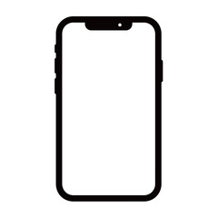 black and white silhouette of a smartphone vector on a white background