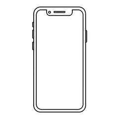 black and white silhouette of a smartphone vector on a white background
