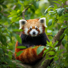 red panda eating