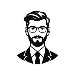 Man portrait illustration, stylish male character, cool guy design, hipster fashion artwork