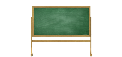 Green chalkboard with a wooden frame standing against a ready for writing or drawing in a classroom or educational setting