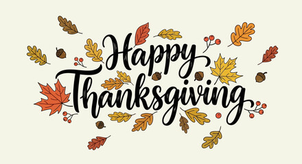 Festive Thanksgiving greeting with fall leaves and acorns creating a celebratory mood