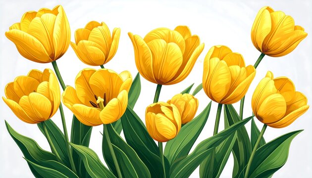 A bouquet of vibrant yellow tulips - Powered by Adobe