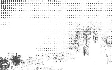 Black halftone dots white abstract background.Vector style paintbrush grunge with halftone dots pattern texture. Vector modern abstract black splat grunge background with halftone dots pattern texture