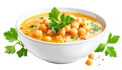 Cooking healthy chickpea soup recipe kitchen food home isolated on transparent background