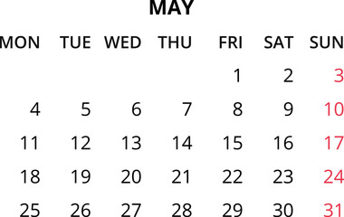 Obraz premium Monthly calendar January, February, March, April, May, June, July, August, September, October, November, December 2026 Vector illustration for print, web, mobile app on transparent background