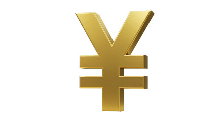 Obraz premium Golden yen symbol isolated PNG, currency sign for finance, investment, and international business on transparent background