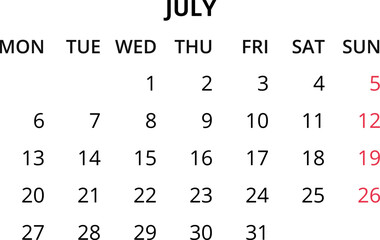 Obraz premium Monthly calendar January, February, March, April, May, June, July, August, September, October, November, December 2026 Vector illustration for print, web, mobile app on transparent background