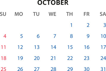 Obraz premium Monthly calendar January, February, March, April, May, June, July, August, September, October, November, December 2026 Vector illustration for print, web, mobile app on transparent background