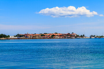 Fototapeta premium View of the old town of Nessebar and the Black sea, Bulgaria