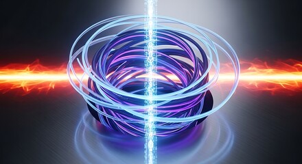 Stunning futuristic data core with glowing light stream and vibrant energy, perfect for cutting-edge tech concepts and dynamic digital visuals