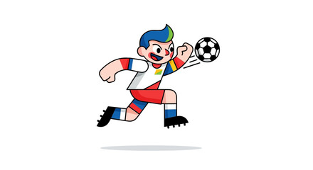 Animated Football Player Kicking a Soccer Ball with Vibrant Colors and Dynamic Pose Depicted
