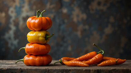 stack of hot habaneros
