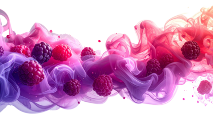 Creative Abstract Colorful Wallpaper with Berry Elements isolated on transparent background