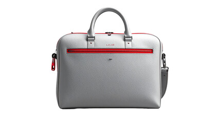 Gray briefcase with red trim on black