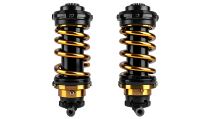 Black/gold coilover suspension units
