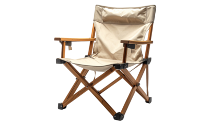 Foldable beige camping chair
