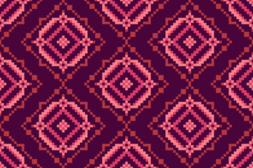 Seamless geometric fabric pixel pattern illustration