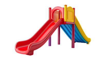 Colorful playground slide on black