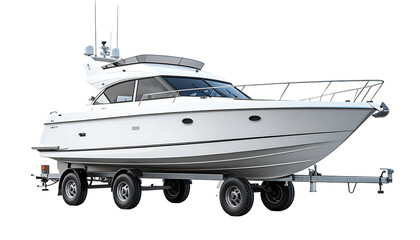 Obraz premium White boat on trailer, sleek design