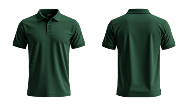 Green polo shirt, front and back