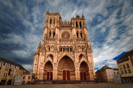 Amiens Cathedral and Historic Street View, France