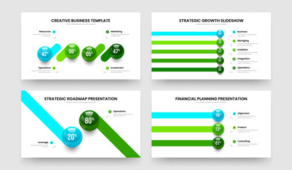 Advertising Overview 4 5 2 3 Option Chart Slide Template Bundle. Clean Plan Four Five Two Three Element Diagram Slideshow Design Vector Illustration Set.