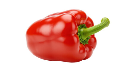 Shiny red bell pepper isolated on transparent background, fresh vegetable for cooking and healthy eating