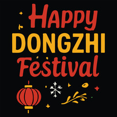 Elegant Happy Dongzhi Festival in Red Typography